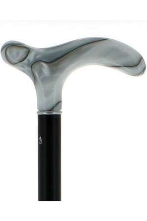 plexiglass-white-and-grey-marbled-handle-on-a-black-lacquered-beech-wood-shaft